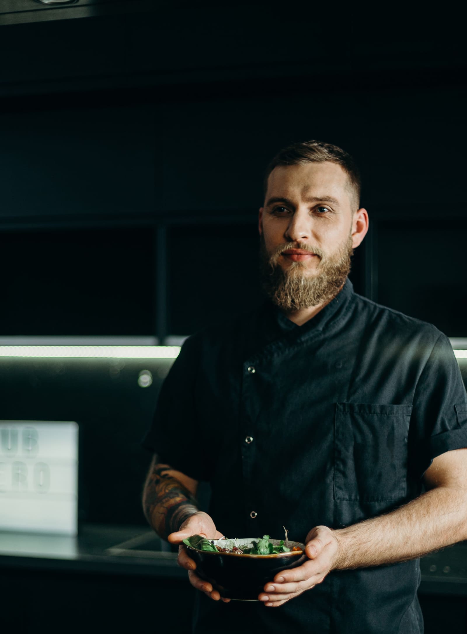 Chef holding bowl Dominic Scott